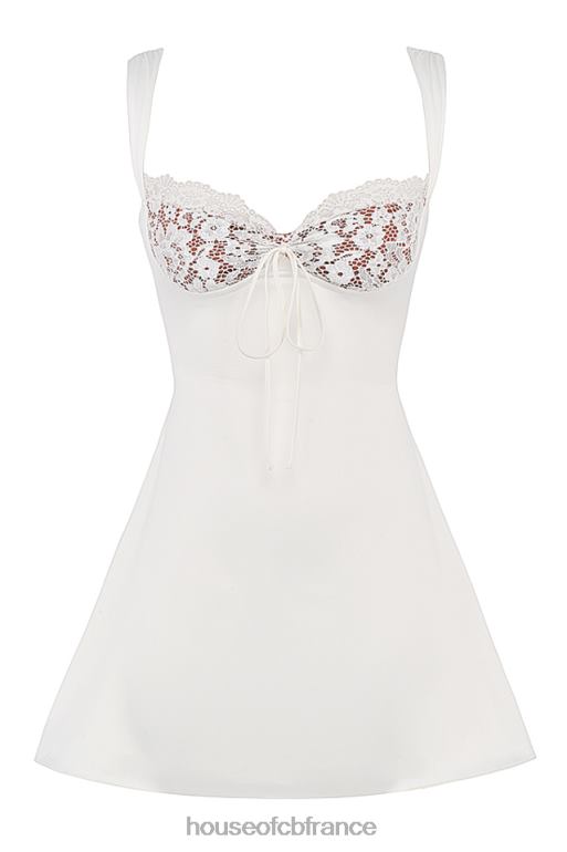 House of CB mini-robe en satin et dentelle ivoire Adriana N888H398 vêtements