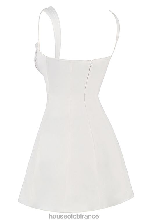 House of CB mini-robe en satin et dentelle ivoire Adriana N888H398 vêtements