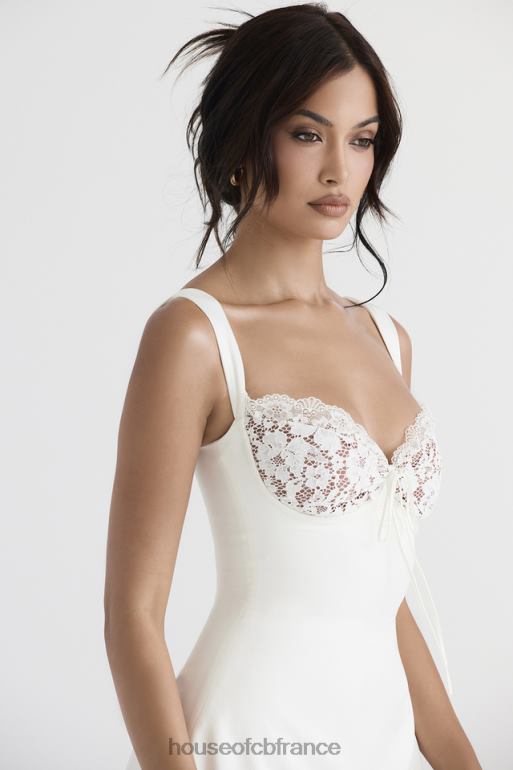 House of CB mini-robe en satin et dentelle ivoire Adriana N888H398 vêtements