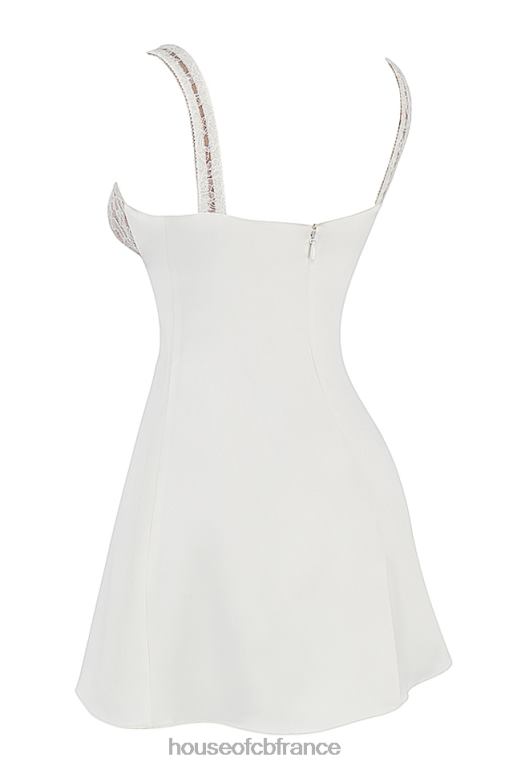 House of CB mini-robe en satin et dentelle ivoire cassandra N888H395 vêtements