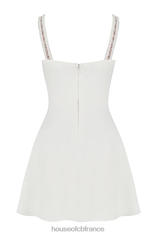 House of CB mini-robe en satin et dentelle ivoire cassandra N888H395 vêtements