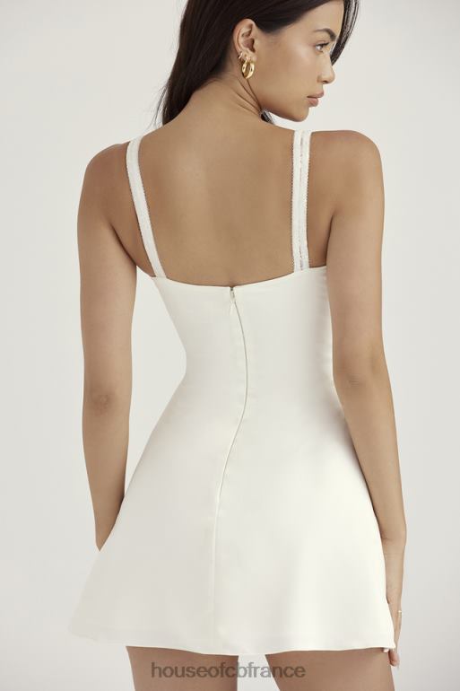 House of CB mini-robe en satin et dentelle ivoire cassandra N888H395 vêtements