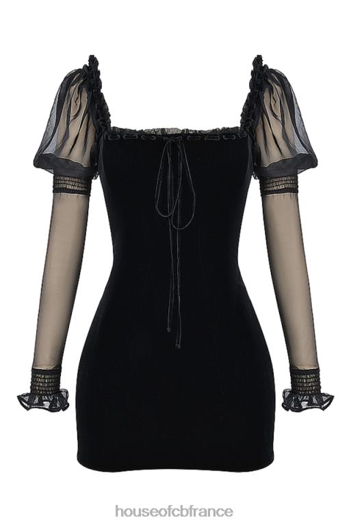 House of CB mini-robe en velours noir syana N888H120 vêtements