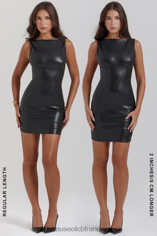 House of CB mini-robe leola en cuir végétalien noir N888H148 vêtements