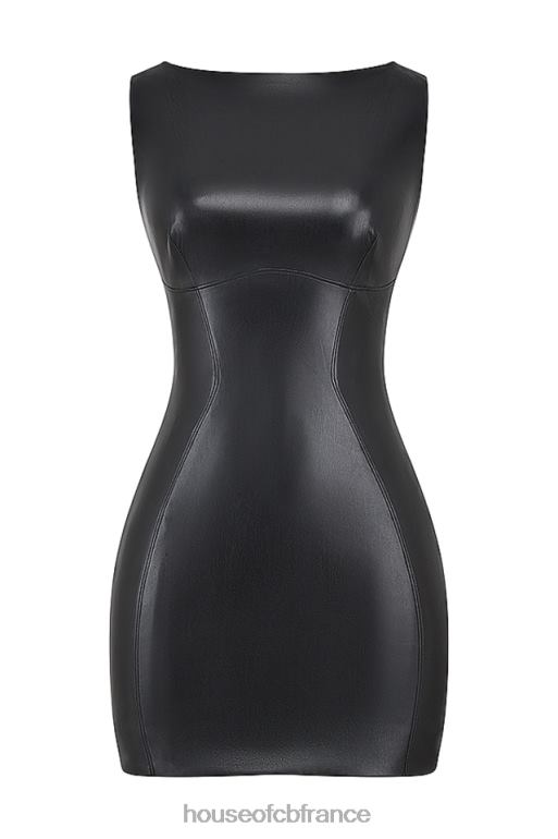 House of CB mini-robe leola en cuir végétalien noir N888H148 vêtements