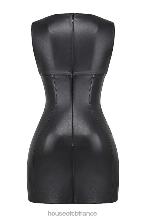 House of CB mini-robe leola en cuir végétalien noir N888H148 vêtements