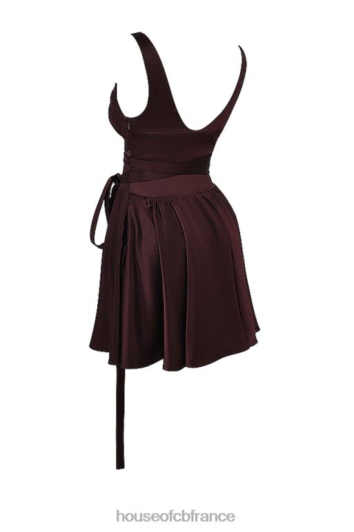 House of CB mini-robe marron riche Shiema N888H143 vêtements