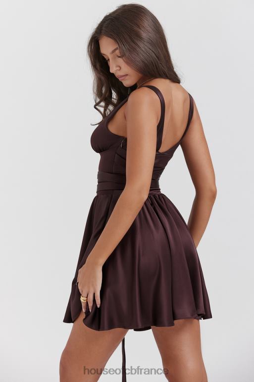 House of CB mini-robe marron riche Shiema N888H143 vêtements
