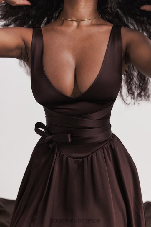 House of CB mini-robe marron riche Shiema N888H143 vêtements