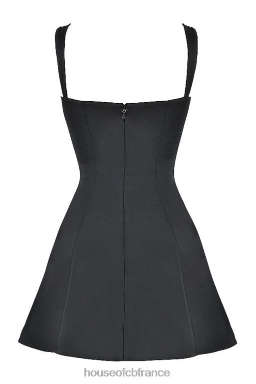House of CB mini-robe noire en satin et dentelle Adriana N888H385 vêtements