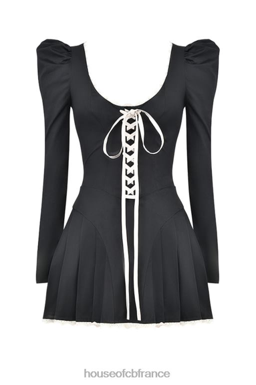 House of CB mini-robe plissée larisa noire et crème N888H161 vêtements