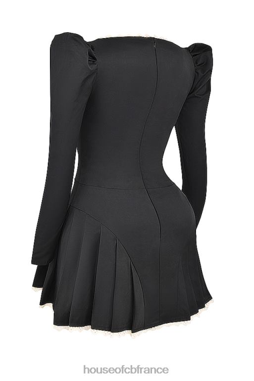 House of CB mini-robe plissée larisa noire et crème N888H161 vêtements