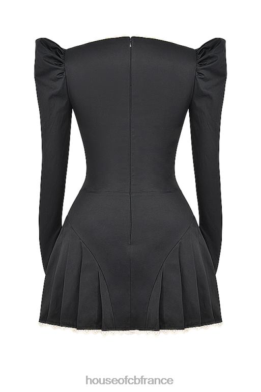 House of CB mini-robe plissée larisa noire et crème N888H161 vêtements