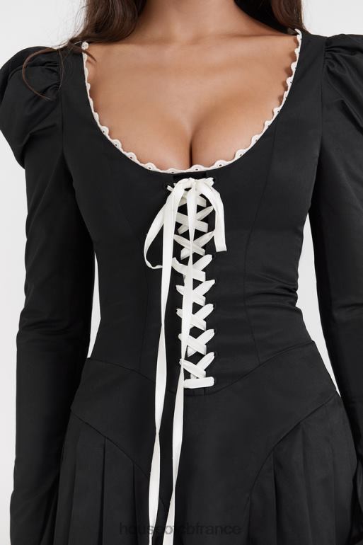 House of CB mini-robe plissée larisa noire et crème N888H161 vêtements