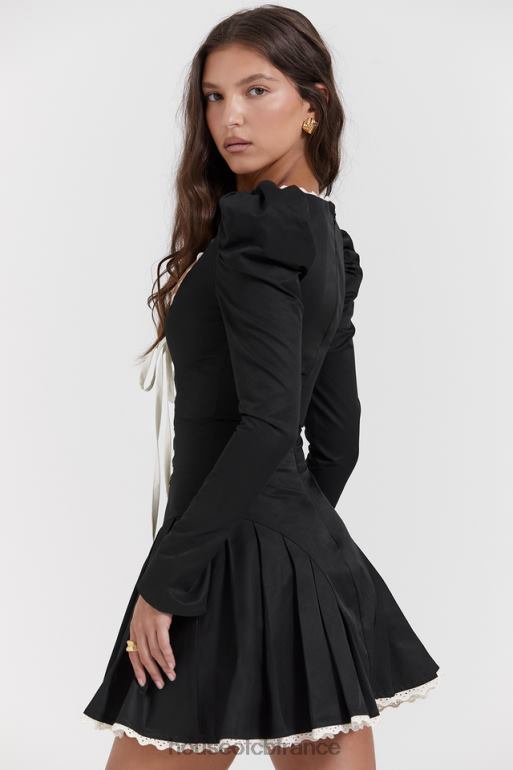 House of CB mini-robe plissée larisa noire et crème N888H161 vêtements