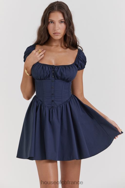 House of CB nala robe courte froncée bleu marine français N888H171 vêtements