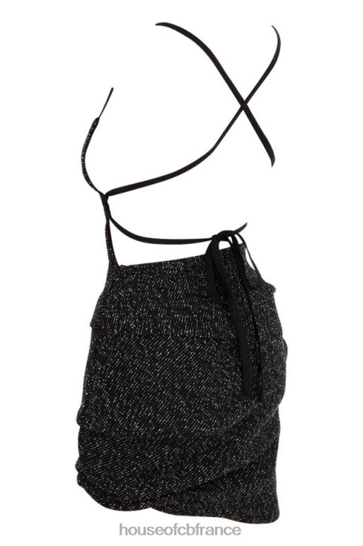 House of CB rheanna - robe courte drapée en boucle noire N888H605 vêtements