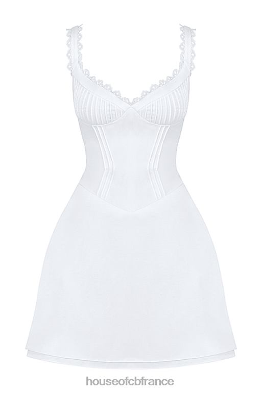 House of CB robe courte Tilly blanche à nervures N888H399 vêtements