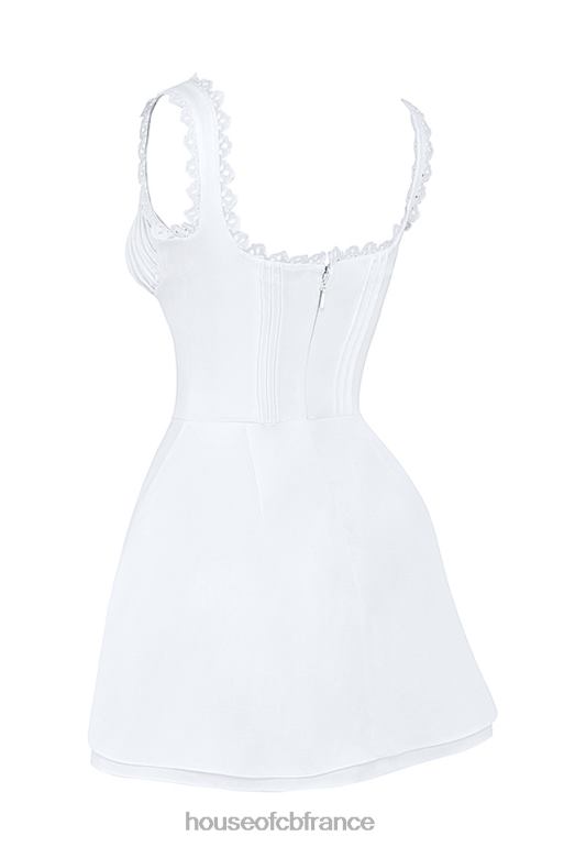 House of CB robe courte Tilly blanche à nervures N888H399 vêtements