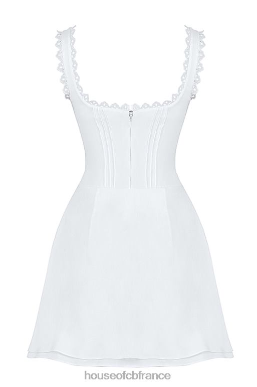 House of CB robe courte Tilly blanche à nervures N888H399 vêtements
