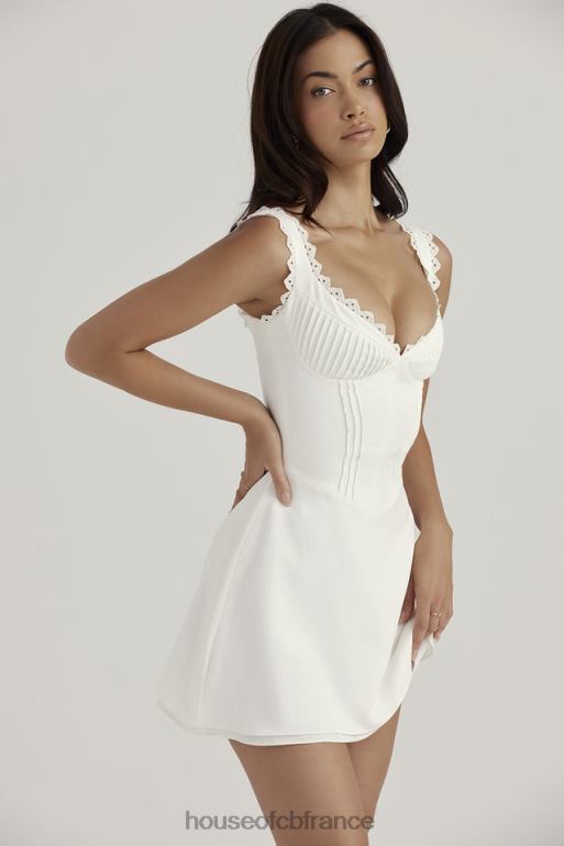 House of CB robe courte Tilly blanche à nervures N888H399 vêtements