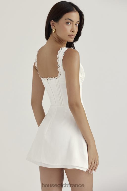 House of CB robe courte Tilly blanche à nervures N888H399 vêtements