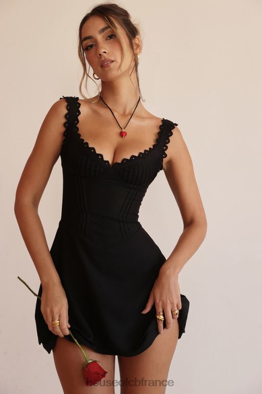 House of CB robe courte Tilly noire à nervures N888H231 vêtements