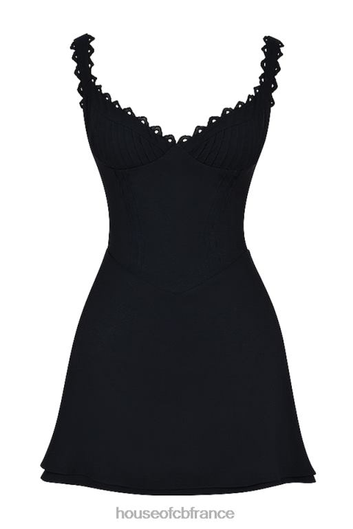 House of CB robe courte Tilly noire à nervures N888H231 vêtements