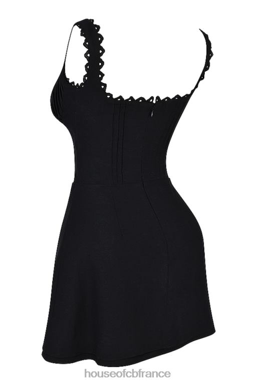 House of CB robe courte Tilly noire à nervures N888H231 vêtements