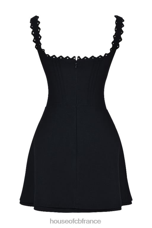 House of CB robe courte Tilly noire à nervures N888H231 vêtements