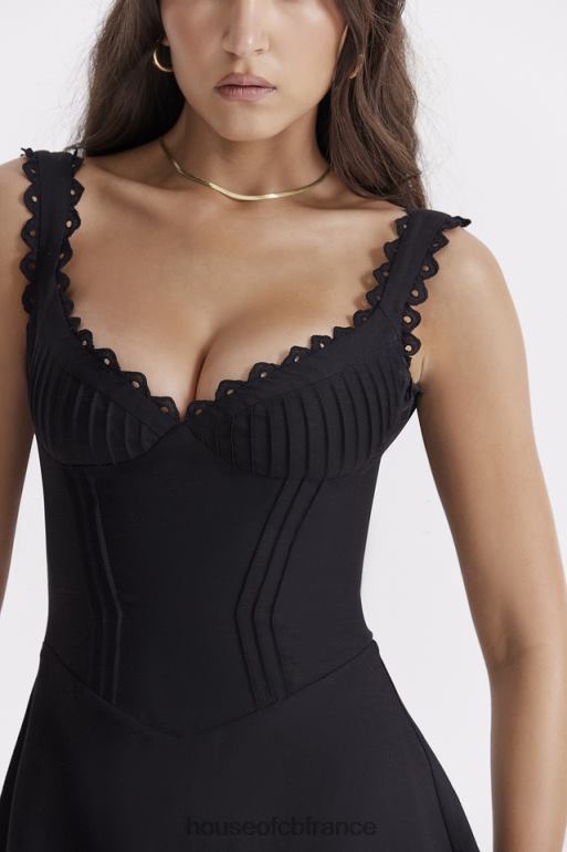 House of CB robe courte Tilly noire à nervures N888H231 vêtements