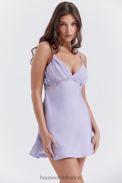 House of CB robe courte brodée lavande christa N888H243 vêtements