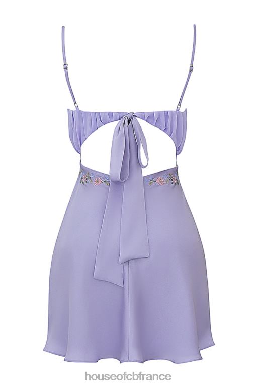 House of CB robe courte brodée lavande christa N888H243 vêtements