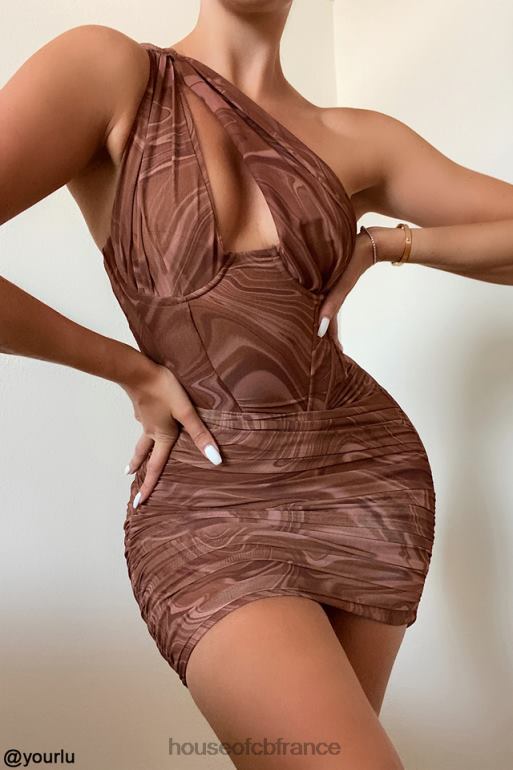 House of CB robe courte découpée à imprimé tourbillon Clementine N888H567 vêtements
