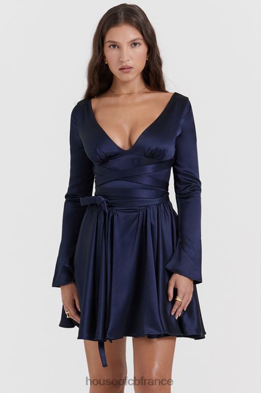 House of CB robe courte dominique bleu marine à décolleté plongeant N888H159 vêtements