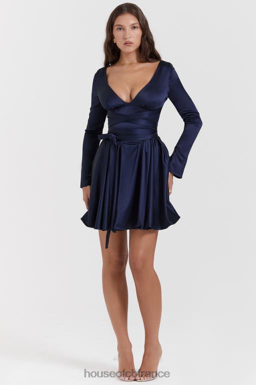 House of CB robe courte dominique bleu marine à décolleté plongeant N888H159 vêtements