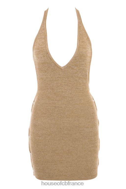 House of CB robe courte dos nu en maille milla sand N888H539 vêtements