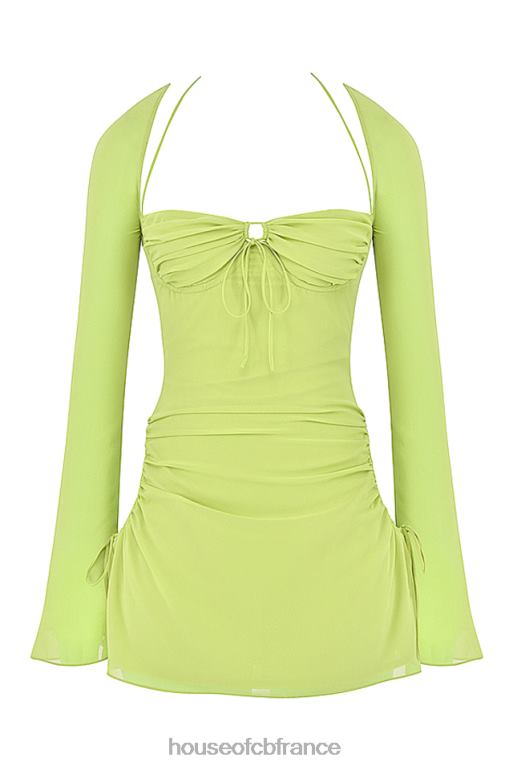 House of CB robe courte dos nu en mousseline de soie citron vert pour bébé N888H413 vêtements
