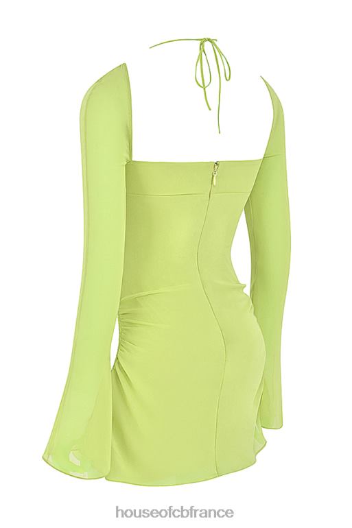 House of CB robe courte dos nu en mousseline de soie citron vert pour bébé N888H413 vêtements