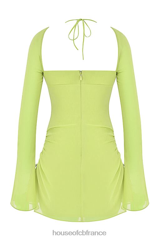 House of CB robe courte dos nu en mousseline de soie citron vert pour bébé N888H413 vêtements