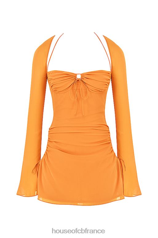 House of CB robe courte dos nu en mousseline de soie mandarine pour bébé N888H421 vêtements
