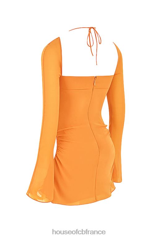House of CB robe courte dos nu en mousseline de soie mandarine pour bébé N888H421 vêtements
