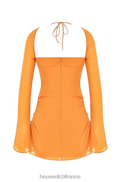 House of CB robe courte dos nu en mousseline de soie mandarine pour bébé N888H421 vêtements
