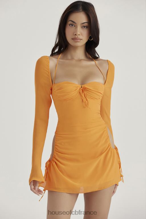 House of CB robe courte dos nu en mousseline de soie mandarine pour bébé N888H421 vêtements