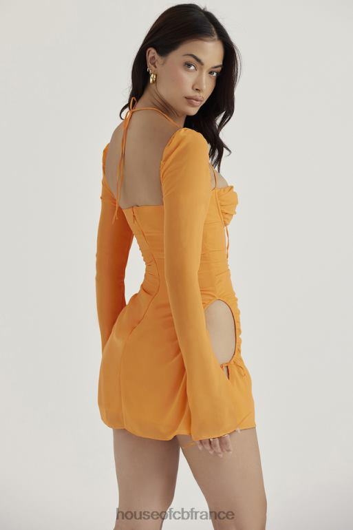 House of CB robe courte dos nu en mousseline de soie mandarine pour bébé N888H421 vêtements
