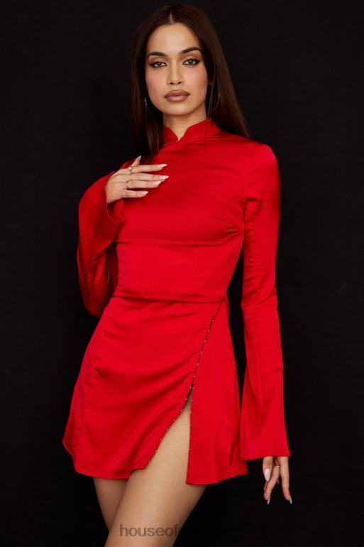 House of CB robe courte en satin écarlate Alyssa N888H498 vêtements