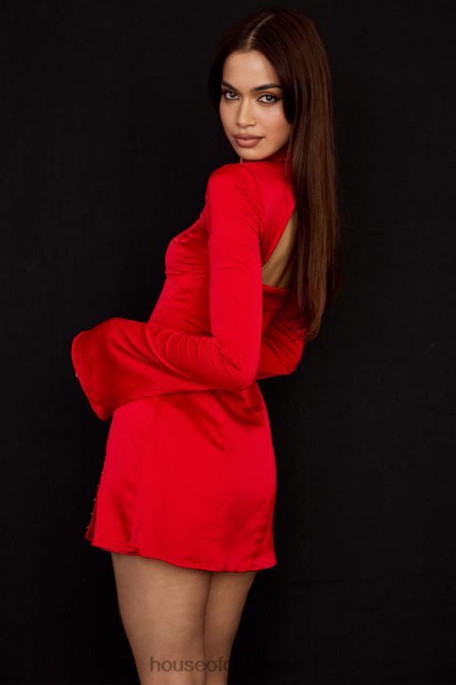 House of CB robe courte en satin écarlate Alyssa N888H498 vêtements