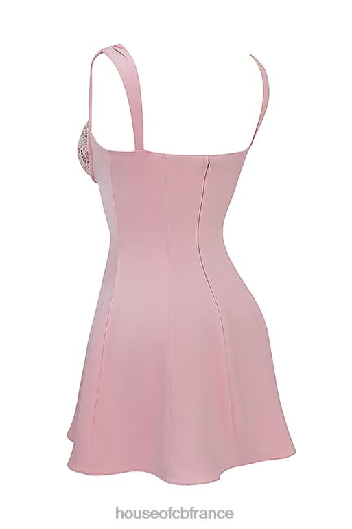 House of CB robe courte en satin et dentelle Adriana Rose N888H238 vêtements