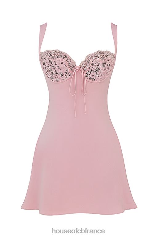 House of CB robe courte en satin et dentelle Adriana Rose N888H238 vêtements