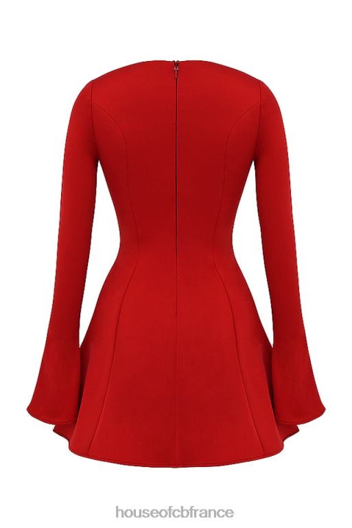 House of CB robe courte en satin rouge sacha N888H352 vêtements
